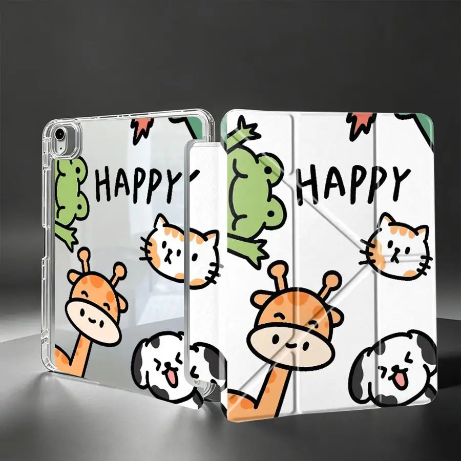 Cute Animals Happy Tablet Case For Samsung Galaxy Tab S9 Plus S7 FE S8 S10 Lite A11 A9 Plus A8 With Pen Slot Cover