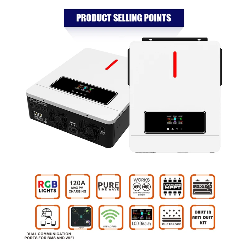 MAX 6.2kw-10.2kw Inverter Split Phase Pure Sne Wave On/Off Grid Solar Energy System Hybrid Inverters