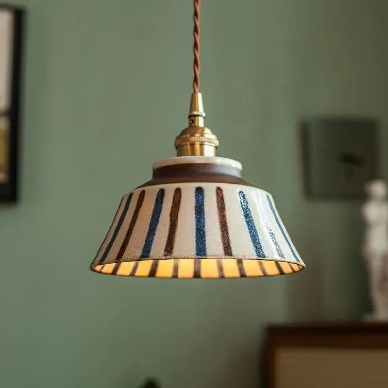 Mid Century Ceramic Flower Pendant Light Bedroom Dining Entryway Hallway French Vintage LED Home