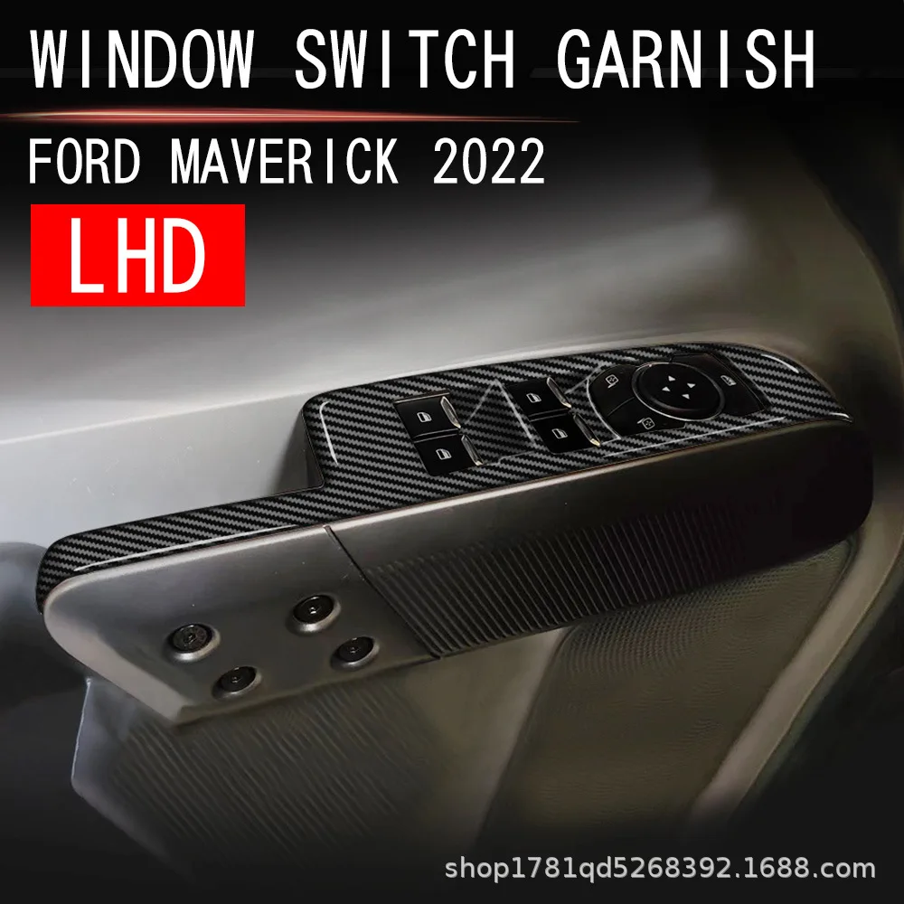 

Наклейка на панель подъема окна автомобиля для Ford Maverick 2022 2023 2024 ABS, отделка из углеродного волокна, 4 шт./компл., декоративные аксессуары