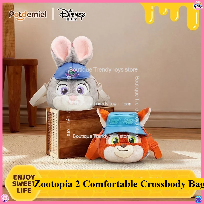 

2025 New Disney Authentic Zootopia 2 Crossbody Bag Judy Nick Couple Style Potdemiel Honey Pot Comfortable Vegan Leather Bag