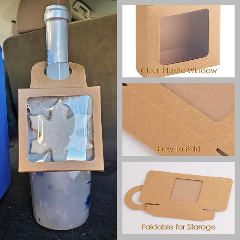 

INW-0eWine Bottle Box with Window, 30 Pcs Wine Gift Box,Wine Boxes Favor Box Charcuterie Box Soap Packaging Box for Gift