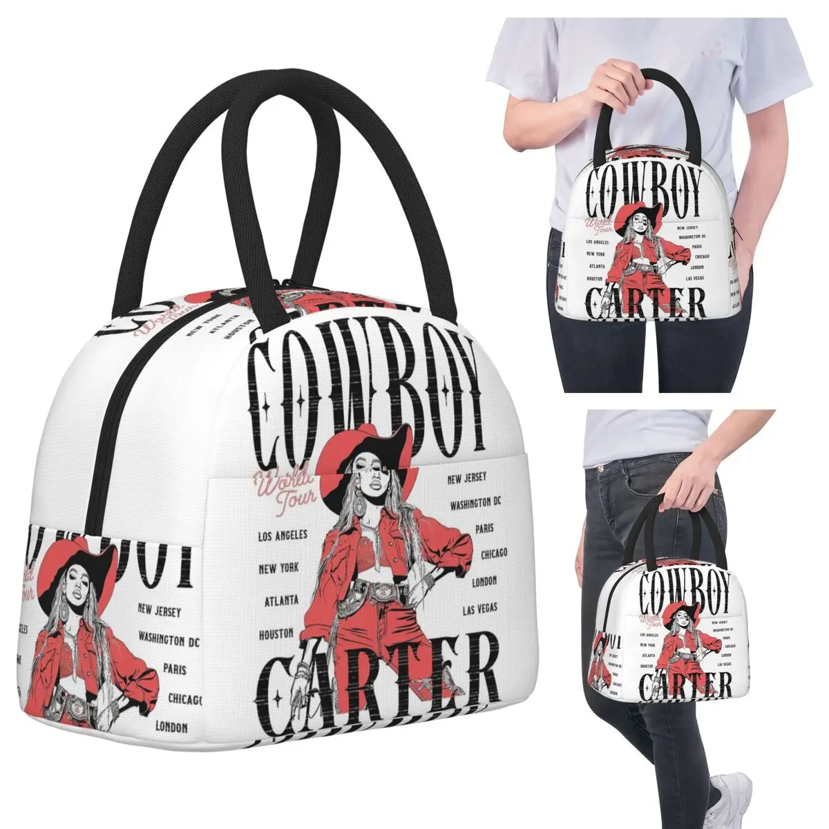 

Cowboy Carter World Tour Beyonce Insulated Lunch Bag for Kid School Cooler Thermal Food Box Tote Leakproof Lunch Boxes Container