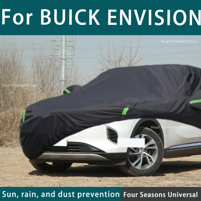 

For Buick Envision 210T Full Car Covers Outdoor Uv Sun Protection Dust Rain Snow Protective Anti-hail Car Cover Auto Black Cover