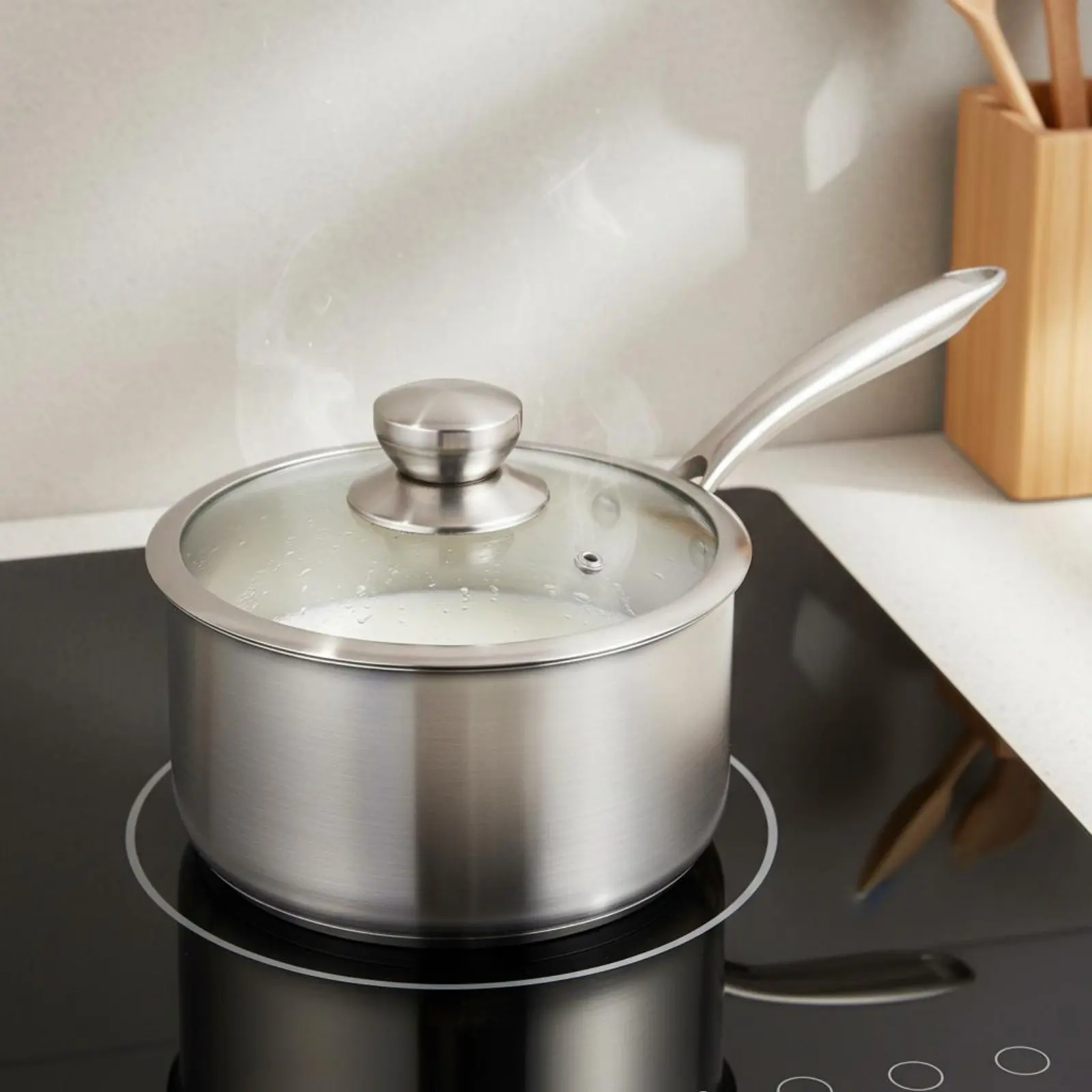 Small Milk Pan Coating without Infant Meals Cooking Pot Stainless Steel Saucepan with Steamer Dishwasher Safe Small Soup Pot