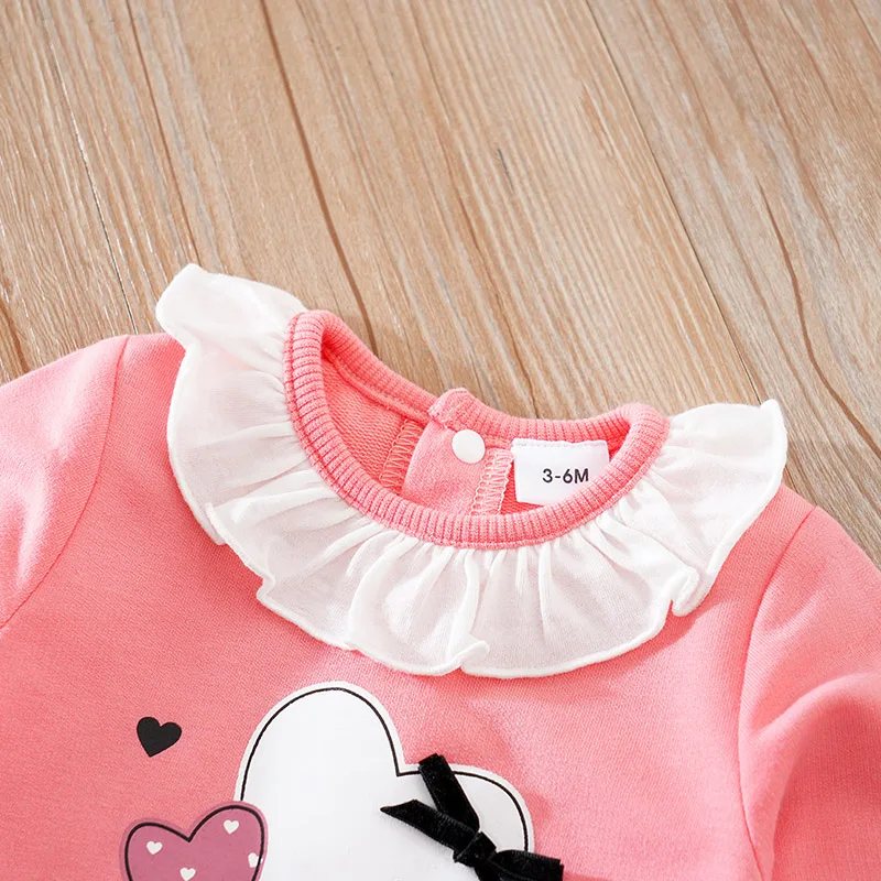 0-18m Newborn Clothing Cute Patchwork Heart Print Comfortable And Soft Spring And Autumn Long Sleeved Baby Jumpsuit