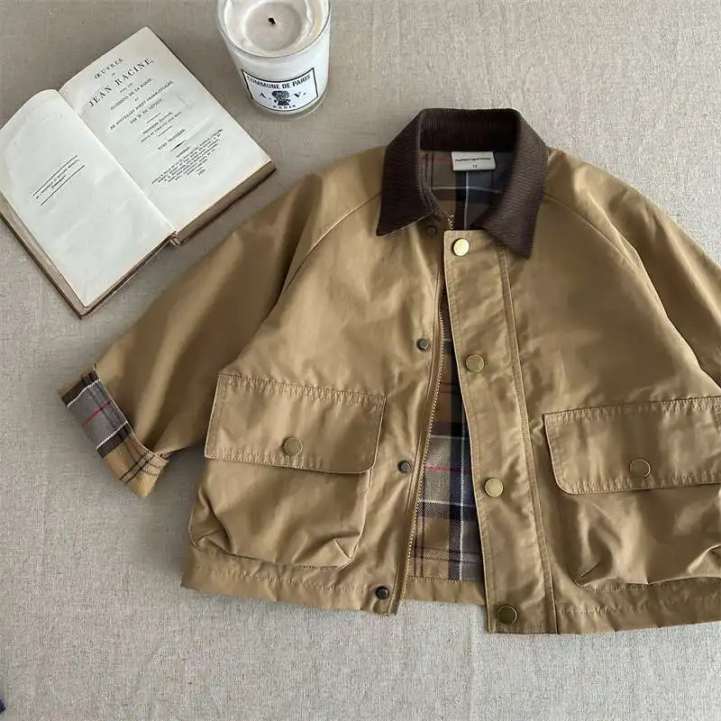 2026 UNITIM Frühling Herbst Kinder Jungen Jacke Kariert mit Taschen Langarm Kleinkind Jungen Oberbekleidung Mantel Kinder Jungen Jacke – Detail 12