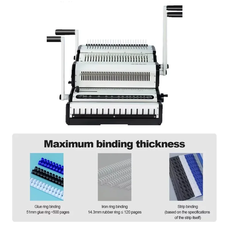 2025 New Arrival SW2500A 2-in-1 Spiral & Comb Book Binder Multipurpose Manual Wire Binding Machine for 25 Sheets for Office Use