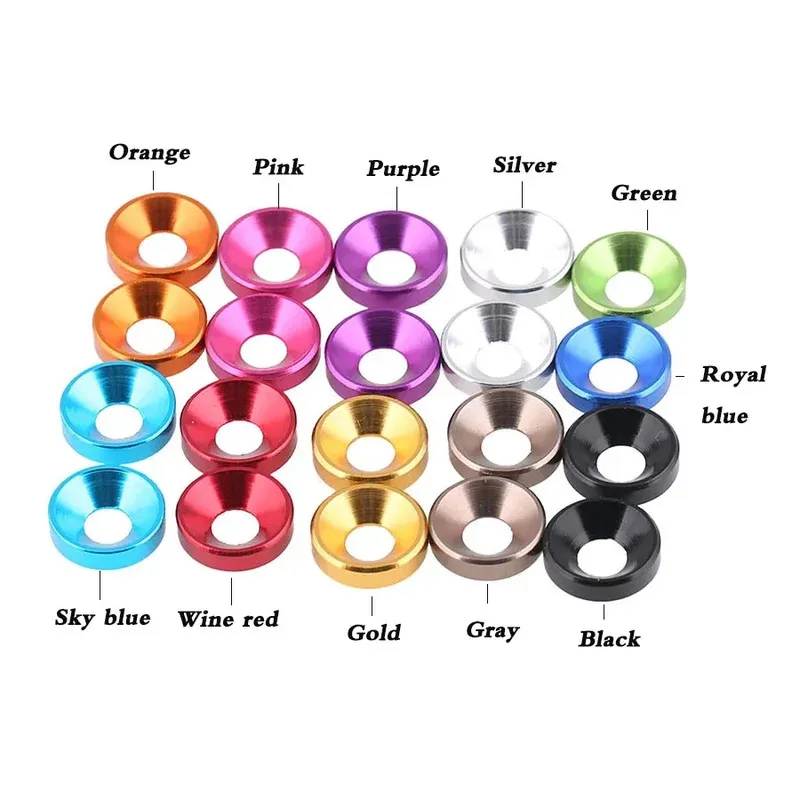 

5/10/30/50 PCS Countersunk Head Washer Aluminum Spacer For Screw Blue Red Orange Purple Green Gold Silver Black M2 M2.5 M3 M4 M5