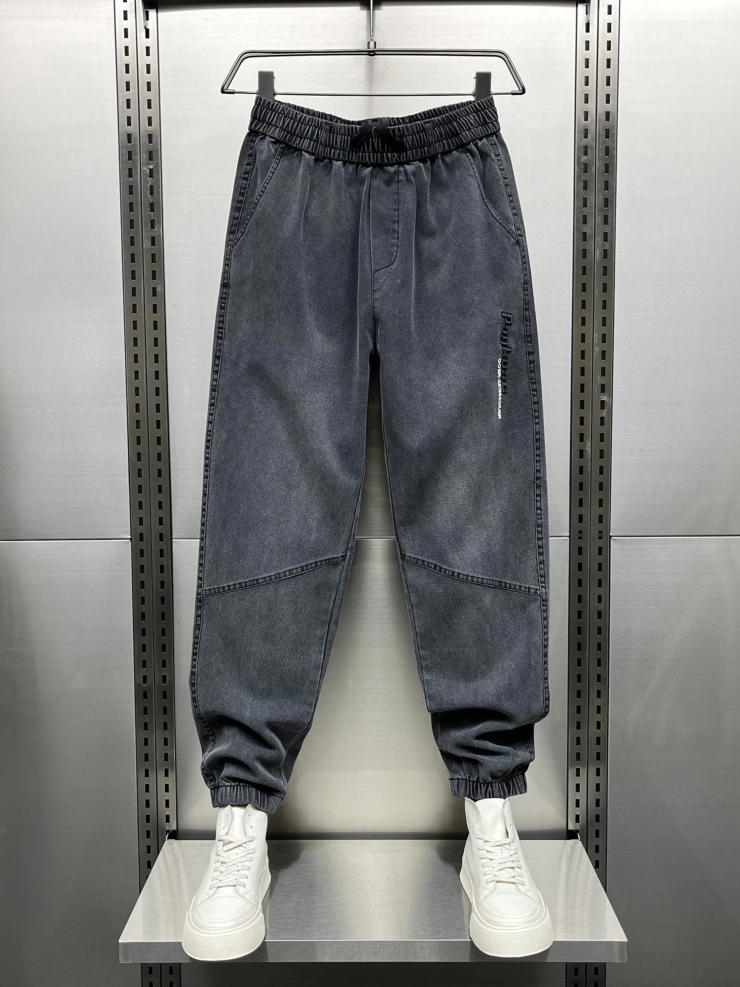 

Модные повседневные брюки для мужчин: летние, новые, свободные, с вышивкой, с манжетами, в корейском стиле, молодежные, дышащие, свободного кроя, шаровары