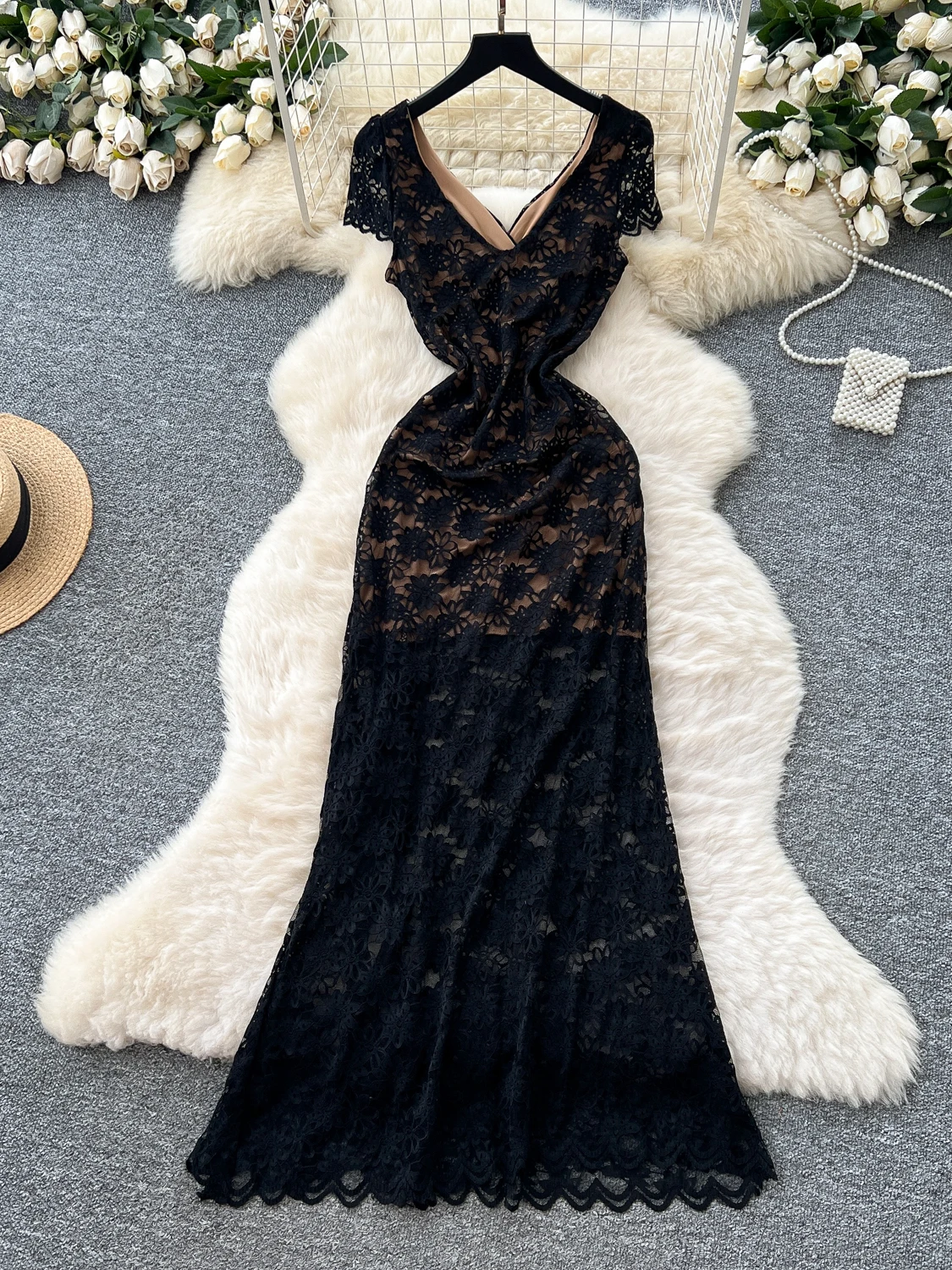 Été dentelle croix v-ne ort Sve femmes Dr taille haute fente a-ligne jupe coréenne Sle trajet Faion 8-24 ans