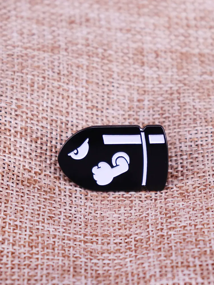 Bulllet Bill Super Mariiio Enamel Pins Black Cannonball Brooch Lapel Pin Shirt Bag Badge Jewelry Gift for Friends