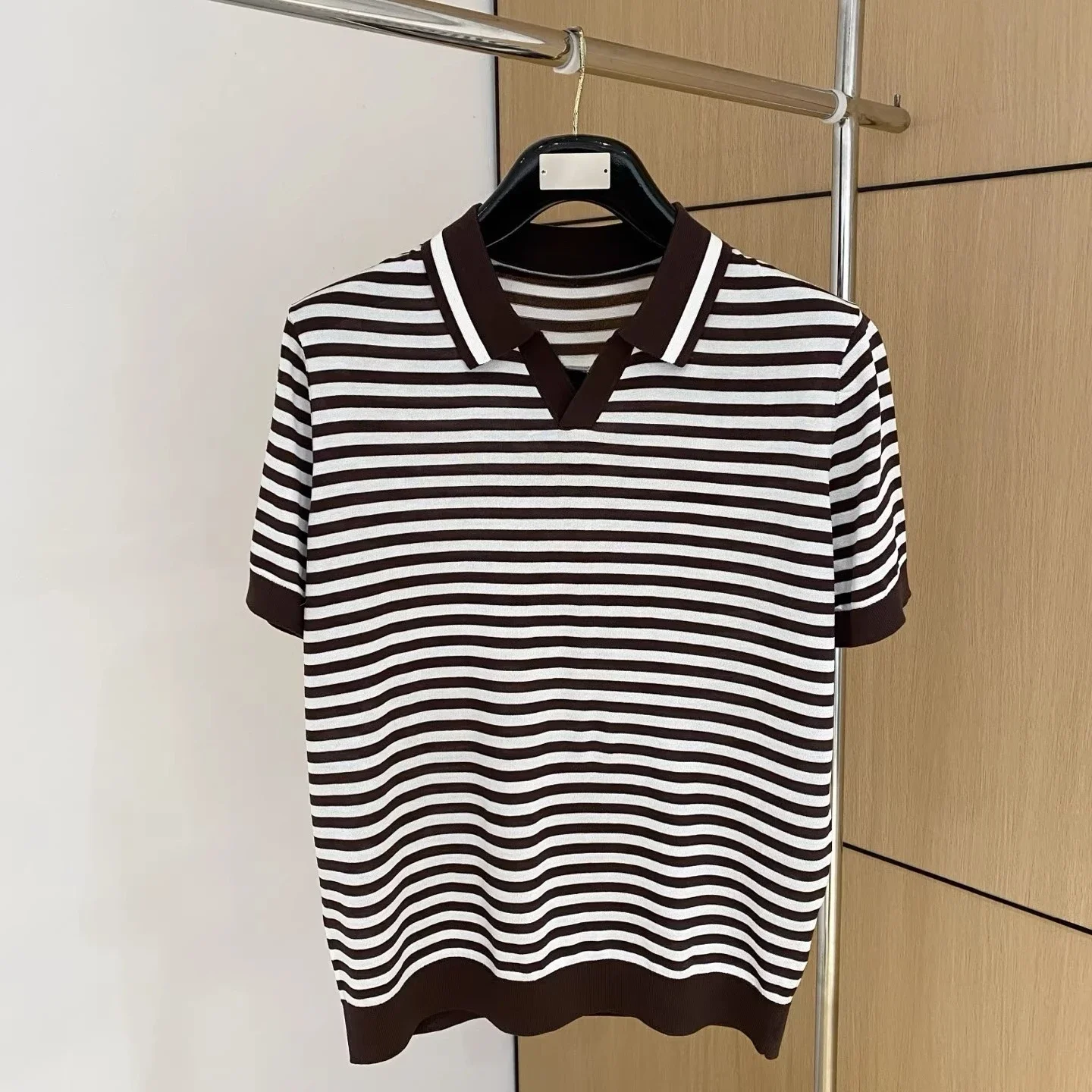 

BC Italian 26ss casual lapel old money style striped short-sleeved polo shirt