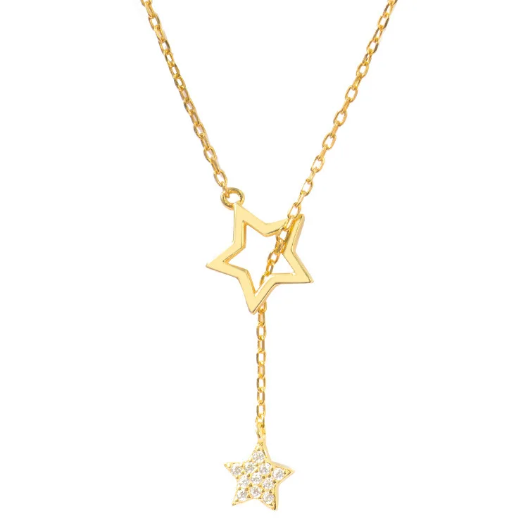 CIAXY Silver Color Zircon Stars Necklaces for Women Hollow Design Elegant Clavicle Chain Choker Luxury Jewelry Gifts