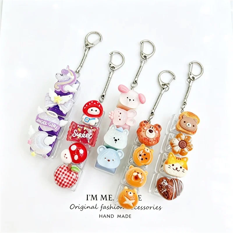 Mini Mechanical Keychain 4 Key Fidget Toy ASMR Click Sound Cartoon Pocket Pendant Anti Anxiety Relief Stress ADHD Autism Gift