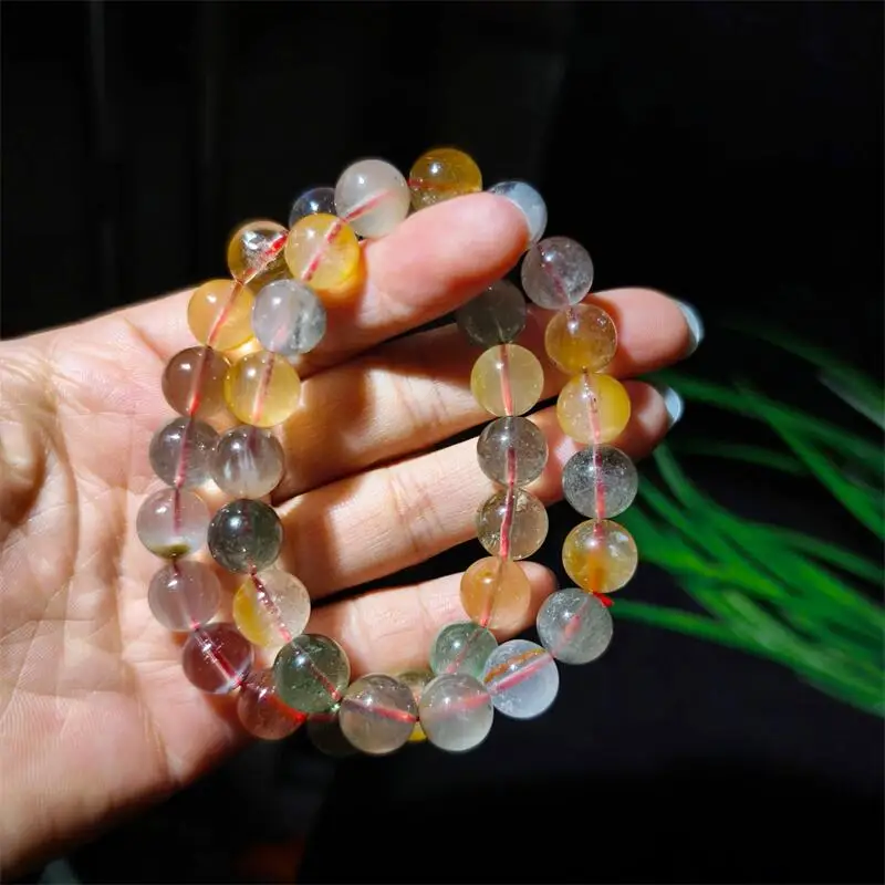 Natural Rabbit Hair Garden Quartz Bracelet Women Beautiful Colorful Crystal Energy Healing Fashion Jewelry Gift 1PCS 8/9/10/12MM