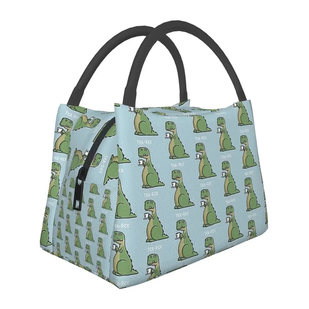 Tea-Rex - Funny T-Rex Dinosaur Tea Pun Cartoon Illustration Lunch Bags Insulated Bento Box Lunch Tote Picnic Bags Thermal Bag