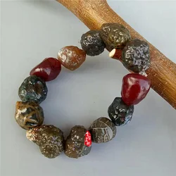 Wholesale Jewelry Alashan Gobi Material Stone Raisin Agate Green Rib Bracelet