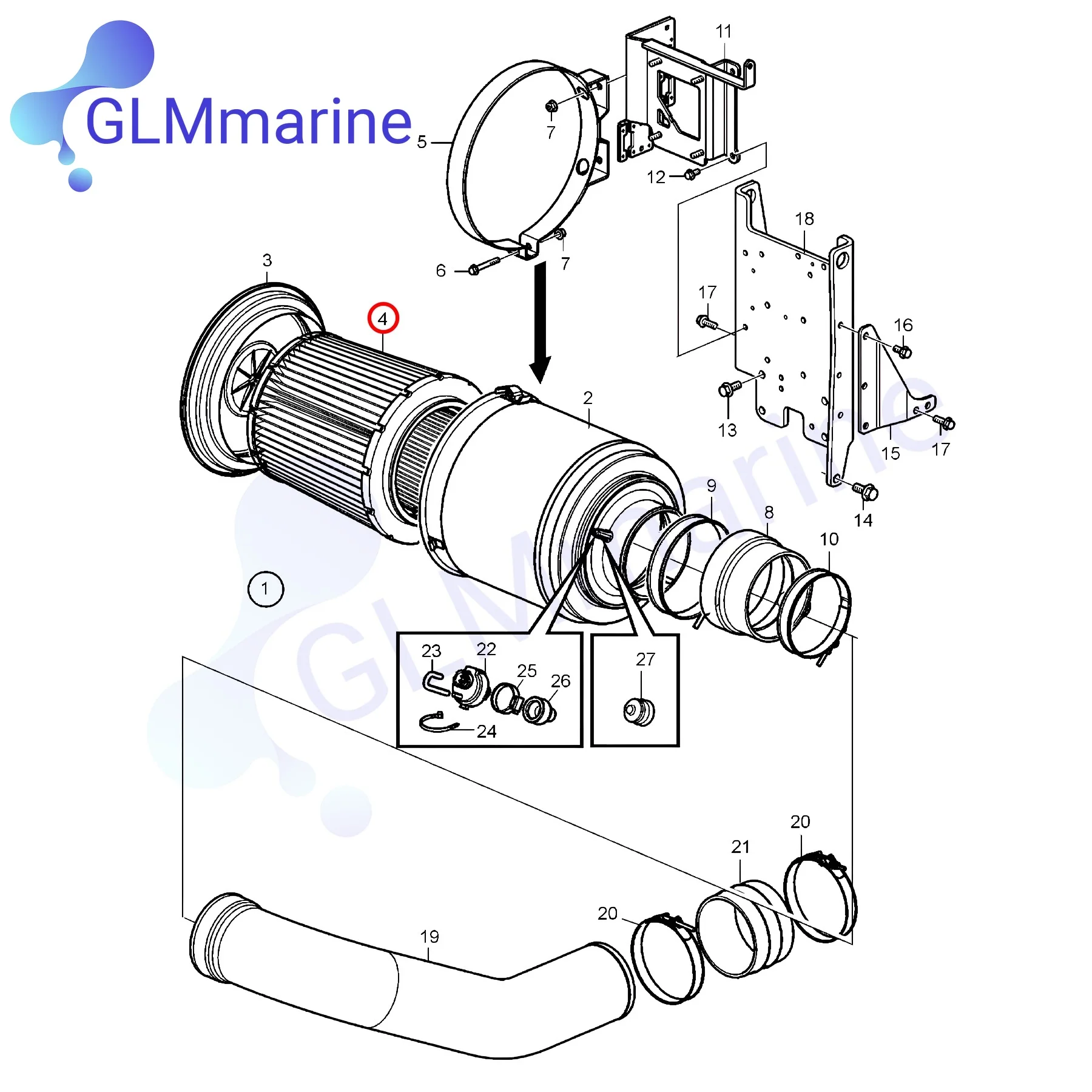 For Volvo Penta D12 D13 D16 Series Marine Diesel Engines 3828811 Boat Air Filter Replacement 21196919 3885441