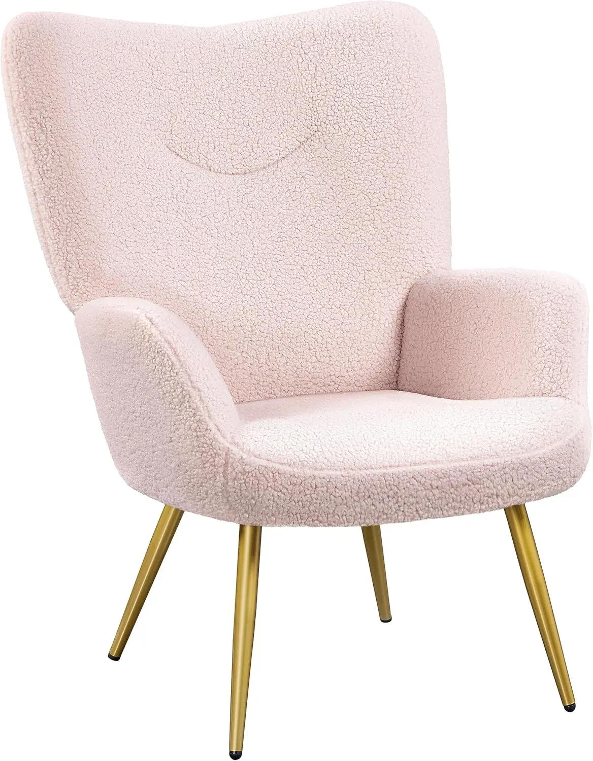 

Yaheetech Modern Vanity Chair, Boucle Fabric Accent Chair, Sherpa Furry Armchair with High Back and Soft Padded, Fuzzy Casual