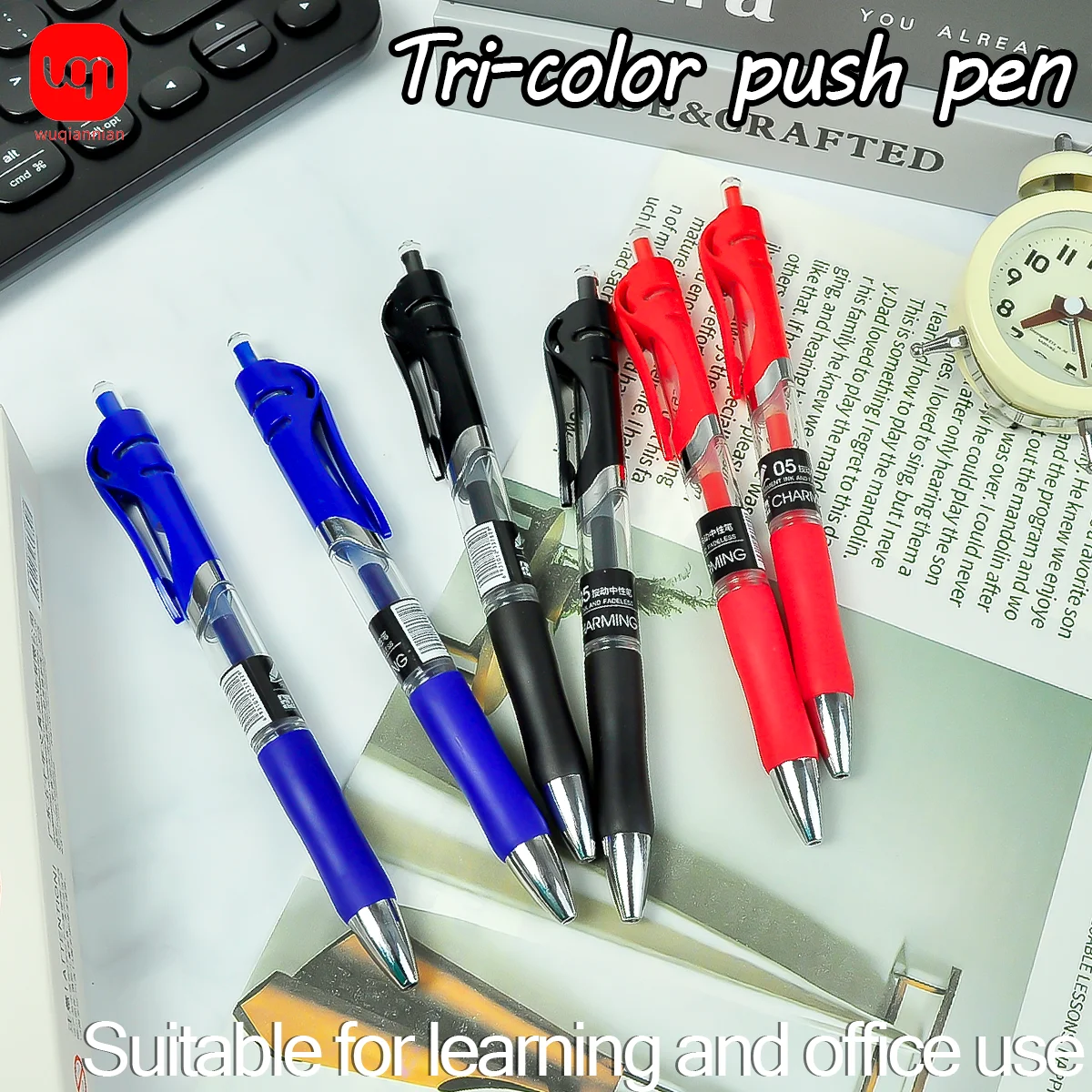 

WQN-3/6/12PCS Classic Black/Blue/Red Gel Pen 0.5mm Tip Retractable Gel Pen Smooth Grip Black/Red/Blue Ink School Supplies