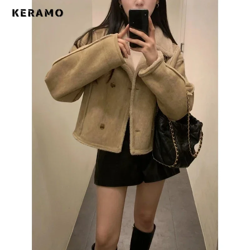 2023 Winter Female Vintage Style Single Breasted Notched Collar Jacket For Women Office Lady Solid Fashion Luxury Warm Coat