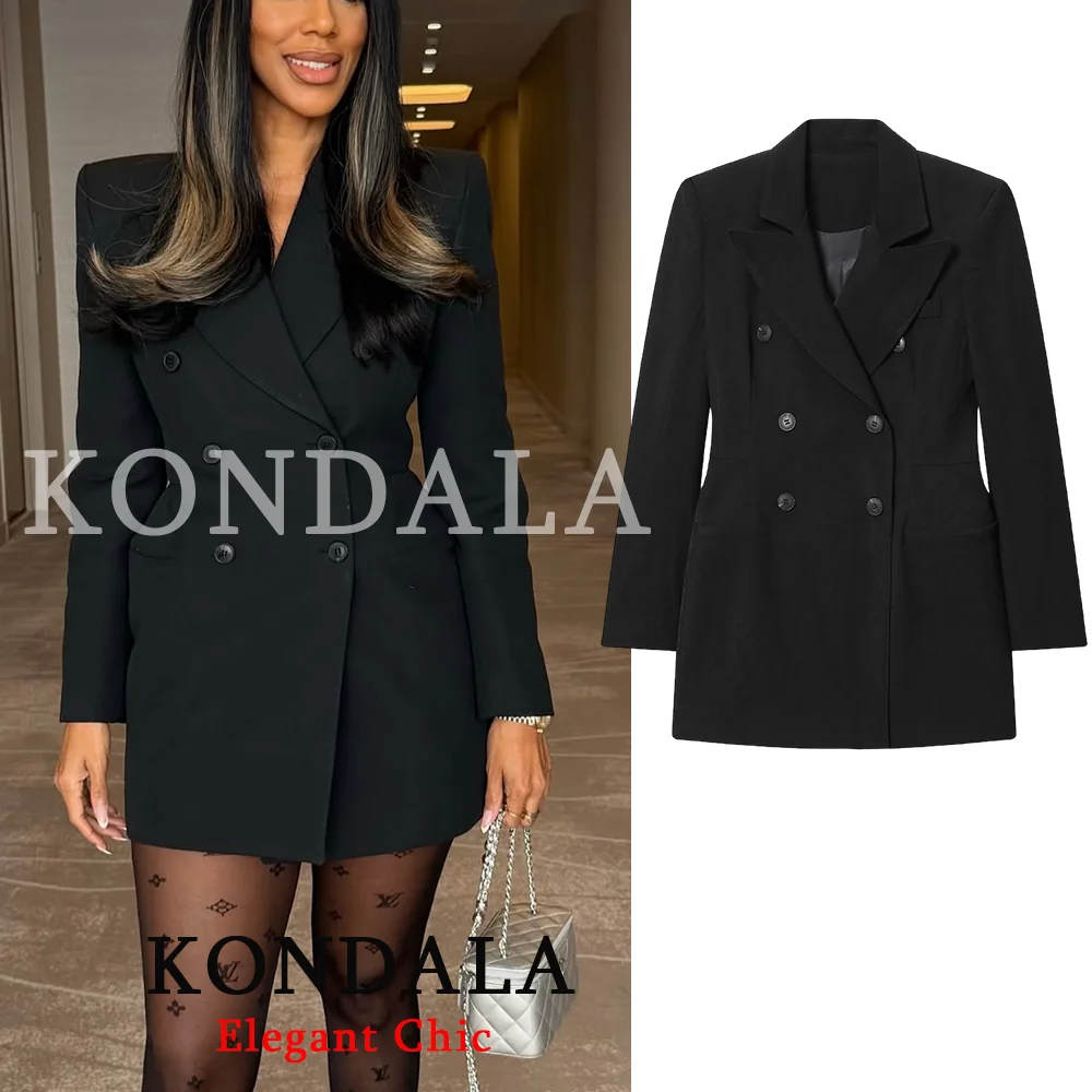 

KONDALA Women Trendy Oversize Blazer Shoulder Pads Kilt Hemline Blazer Fashion 2026 New Spring High Street Commute Date Blazer