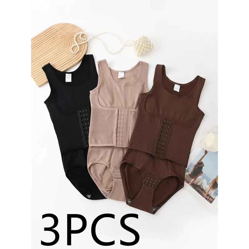 

20253 шт. однотонное боди с застежкой спереди, простое и повседневное боди на бретелях с круглым вырезом, женское нижнее белье