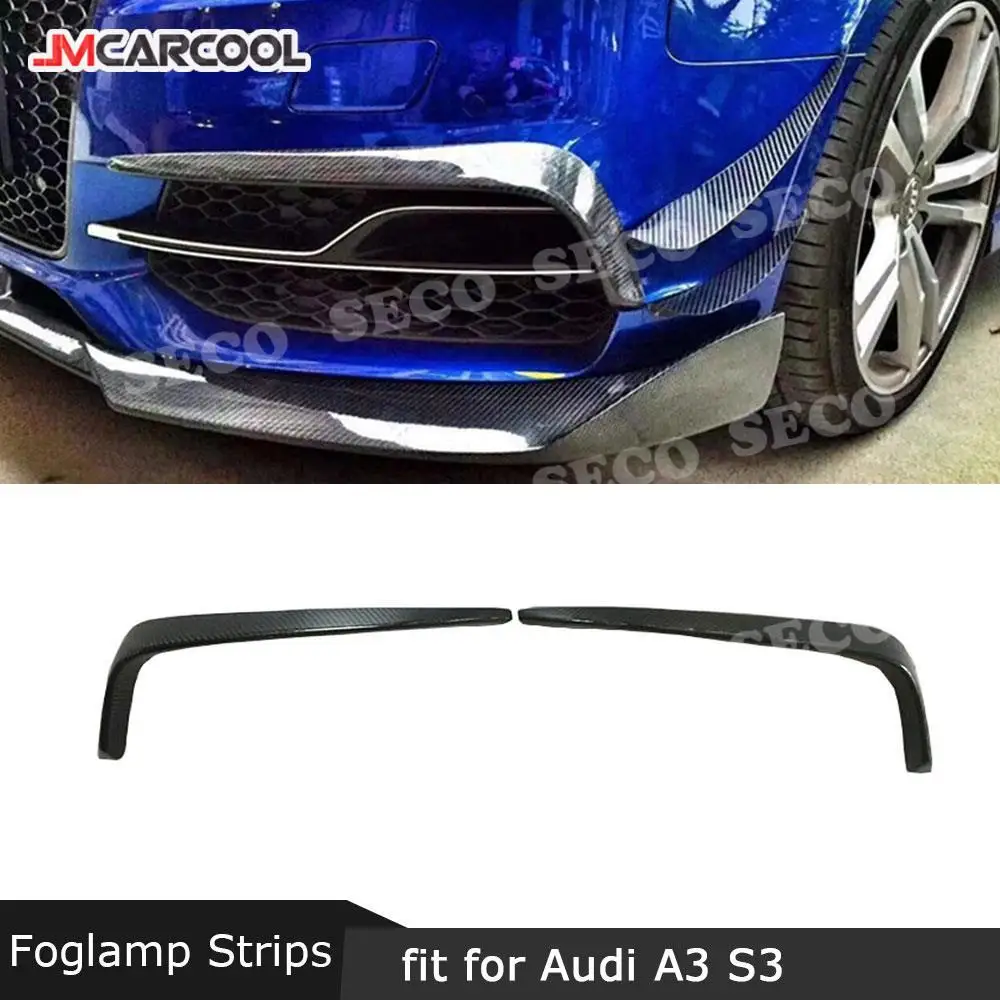 Carbon Fiber Front Foglamp Eyelids Frame Trims Strips for Audi A3 S3 Sedan 2013-2016 Bumper Foglight FRP Decoration Accessories