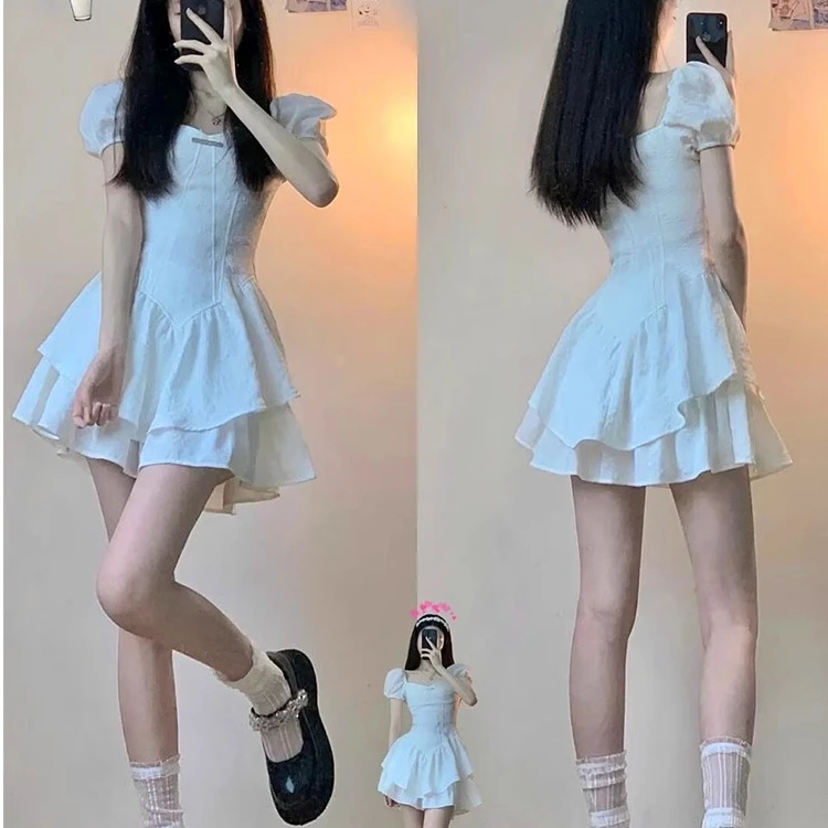 

Sweet And Spicy Girl Two-Piece Set Summer New Style Small Size Love Waist Lace Dress Short Sleeve Fashion Set for Girls