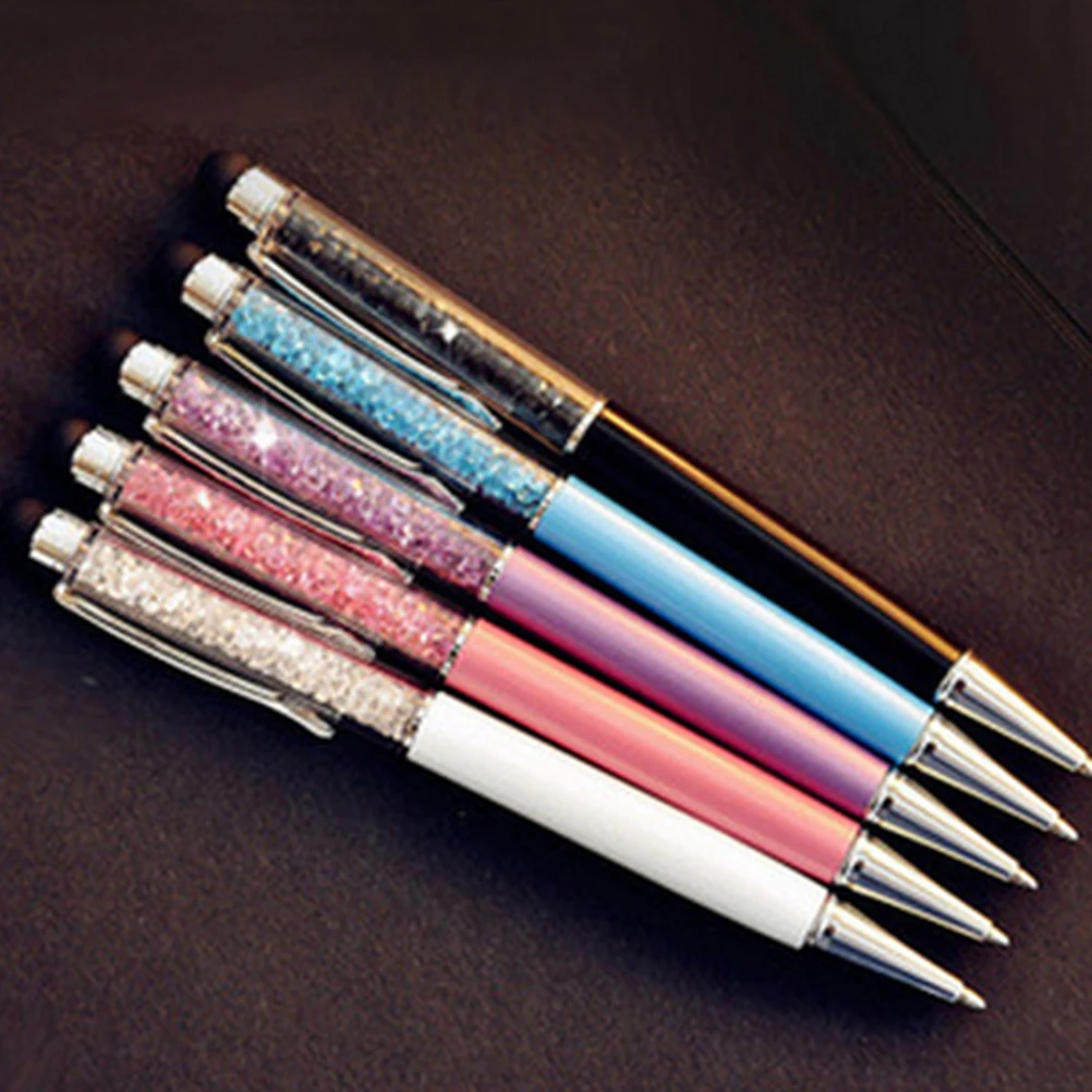 

6 Pcs Capacitive Pen Stylus Glitter Gel Pens Screen Crystal Golden