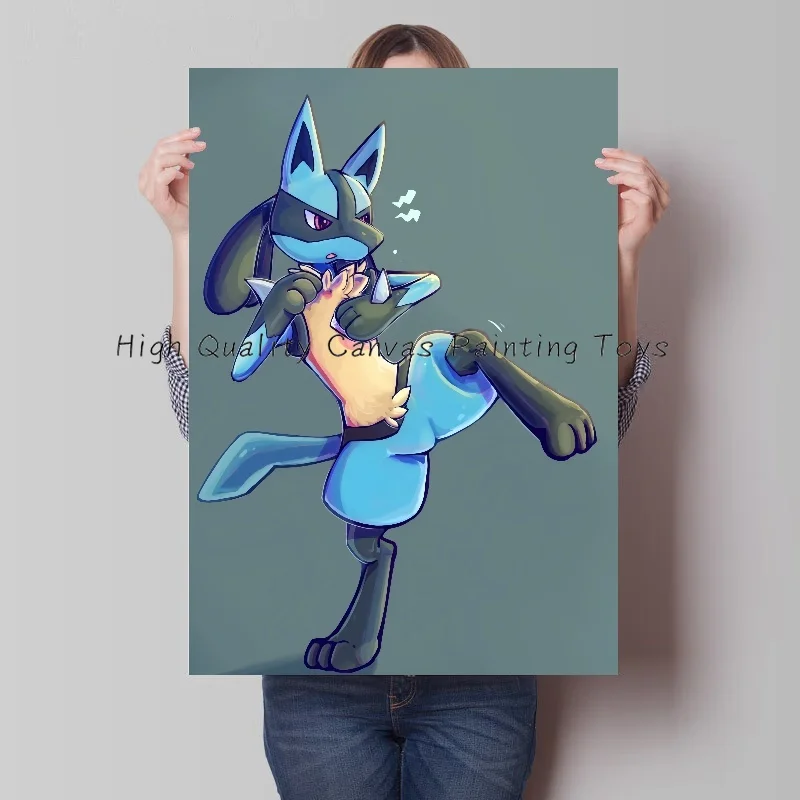 Personalised Lucario Riolu Anime Figures Vintage Abstract Poster Pokemon Art Background Wall Mural Home Room Decor Child Gifts