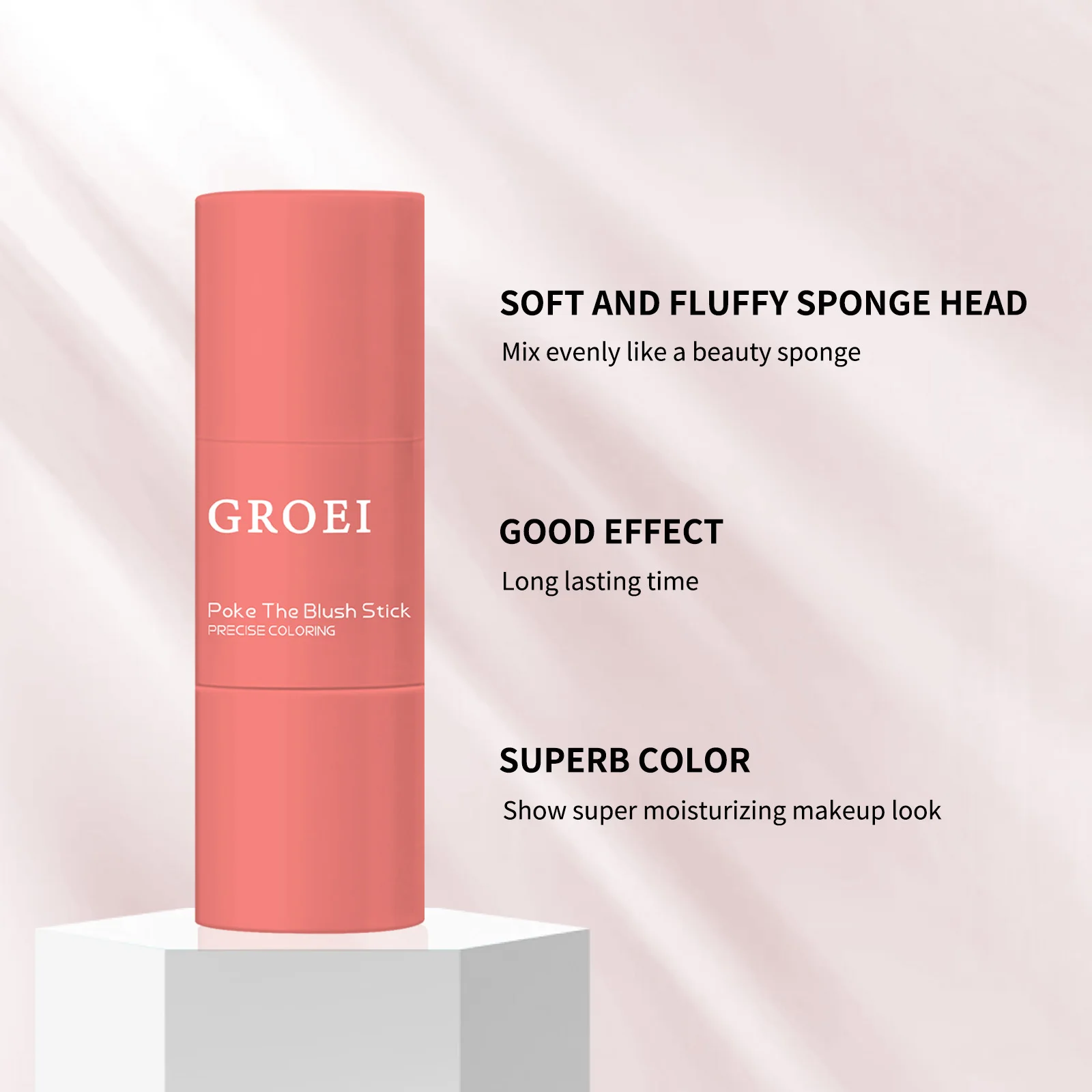3-Farben-Rougestift, doppelseitig, natürlich, wasserfest, langlebig, mattes Make-up, einfarbig, cremiger Rouge-Rougestift, einfach aufzutragen