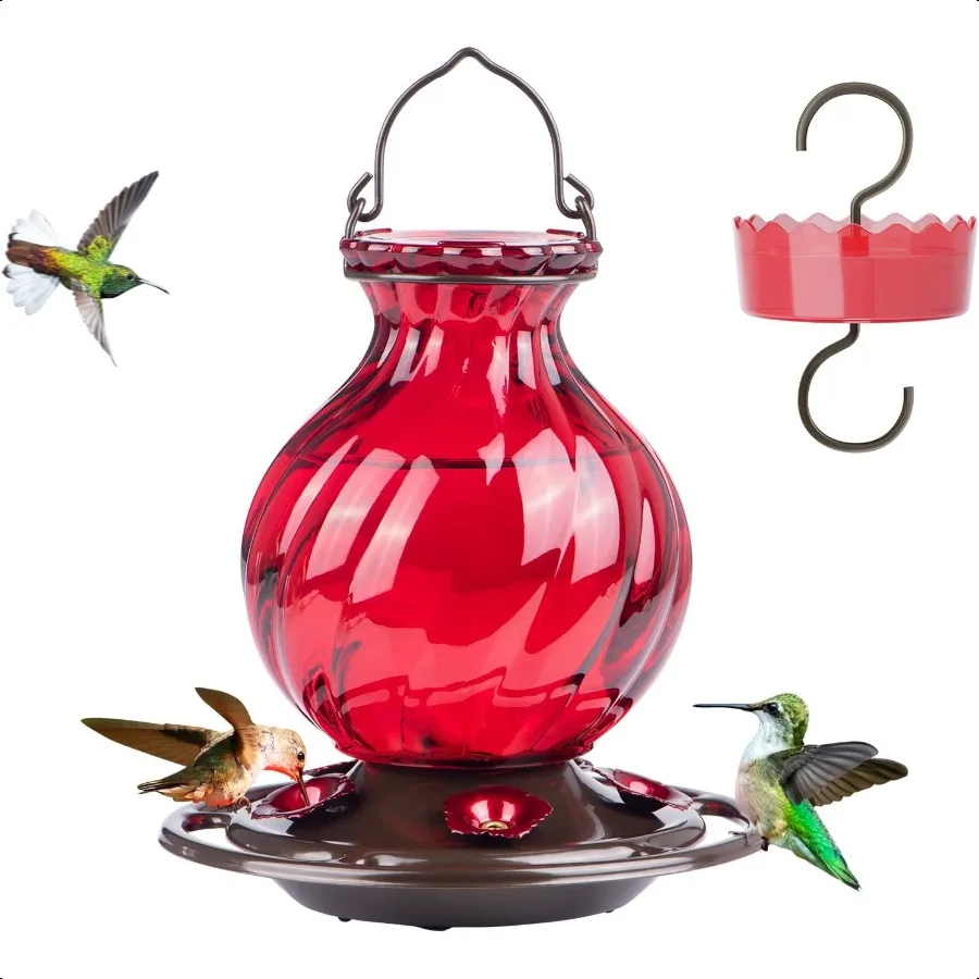 Кормушка для колибри, 26 унций, стеклянные кормушки для колибри на открытом воздухе, подвесные кормушки для муравьев и пчел, защита от муравьев и пчел, 5 портов для кормления цветов R