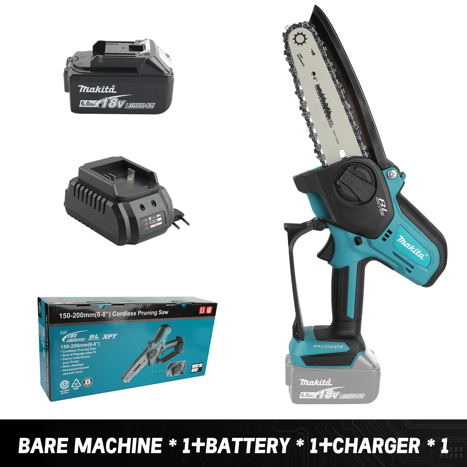 Makita 18V Draadloze Kettingzaag 420MM Blote Tool Hoge Hardheid Ketting Anti-Splash Guard Comfort Grip voor Huis Tuin Trimmen