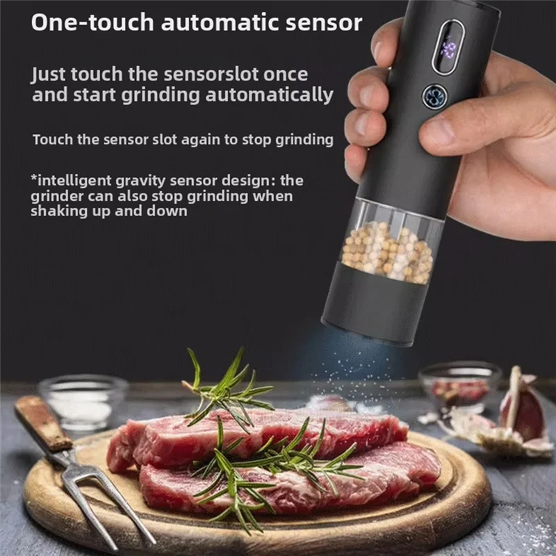 

HRBAJ-USB перезаряжаемая электрическая мельница для перца, бытовая мельница для морской соли, специй, кухонный гаджет