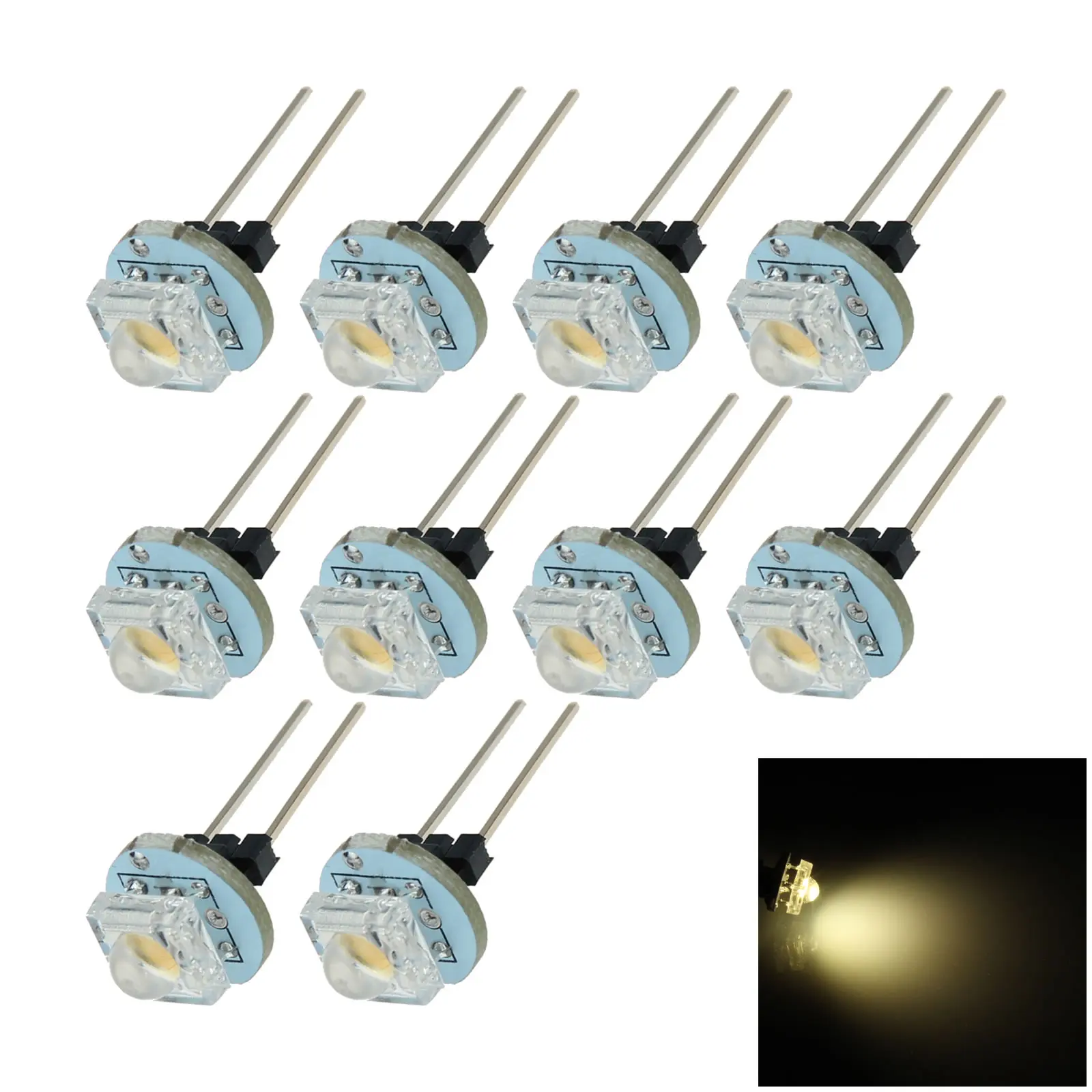 10x Warm White Home G4 Cabinet Light Crystal Droplight Blub Super Flux Energy Saving 1 Emitters LED T018-WN