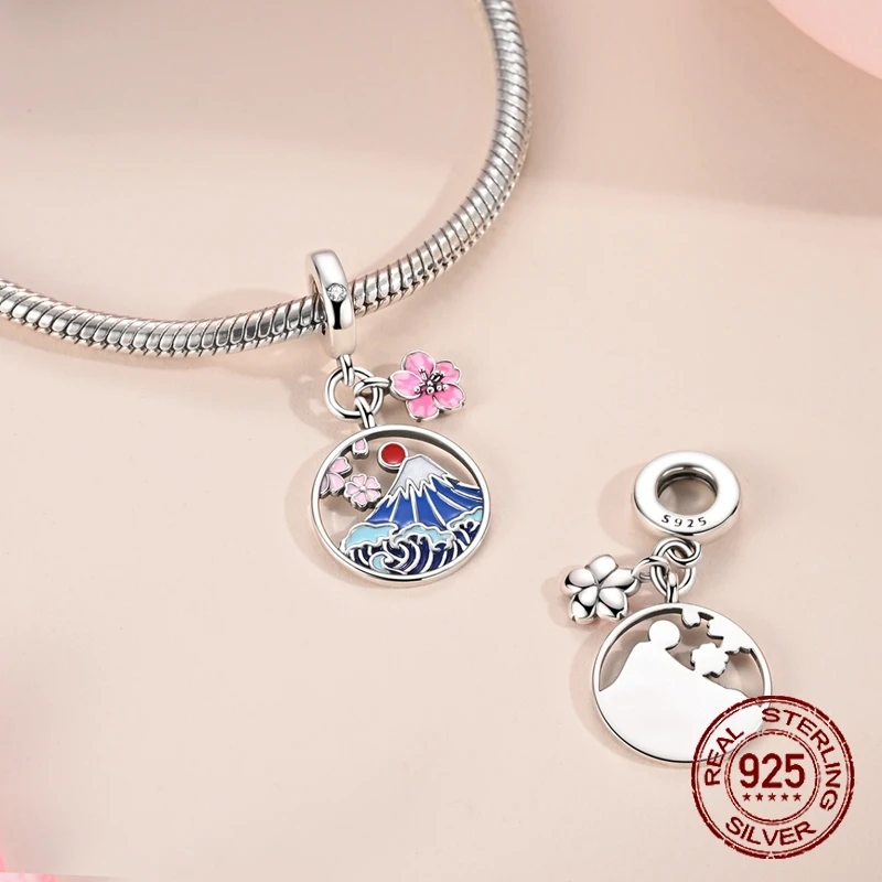 

Лидер продаж, японское крепление Fuji, подвески из стерлингового серебра 925 пробы, японский стиль, висячий кулон, подходит для браслета, ожерелья, ювелирные изделия своими руками