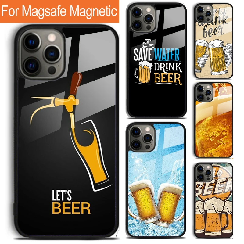 Alcohol Beers Drink Beer Phone Case For iPhone 16 15 14 13 12 11 Pro Max Plus Magsafe Magnetic Wireless Charging Cover