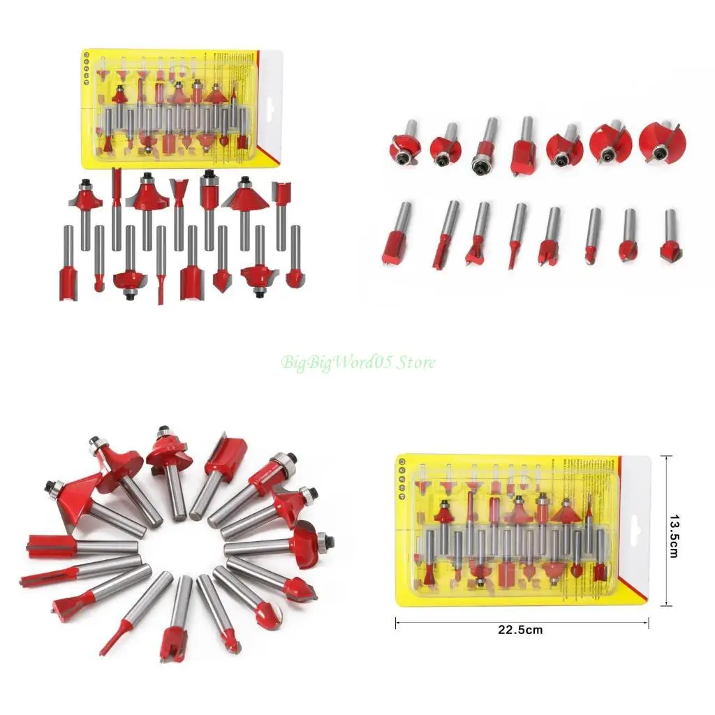 

24TE 15 шт. 1/4 дюйма набор фрез для обрезки прямой фрезы для резки дерева