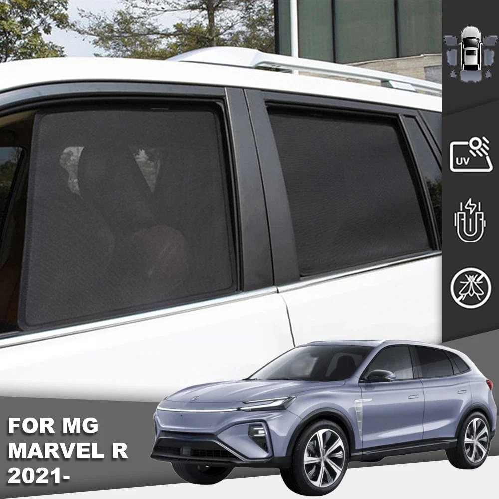 

For MG Marvel R 2021 2022 2023 2024 Magnetic Car Sunshade Visor Front Windshield Curtain Rear Side Baby Window Mesh Sun Shade
