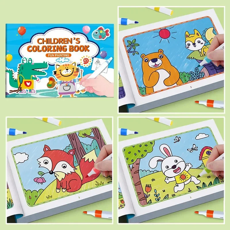 Children's Coloring Book, Graffiti Coloring , Cartoon Animal Drawing  Fun Coloring , Suitable for Children Aged 3-8