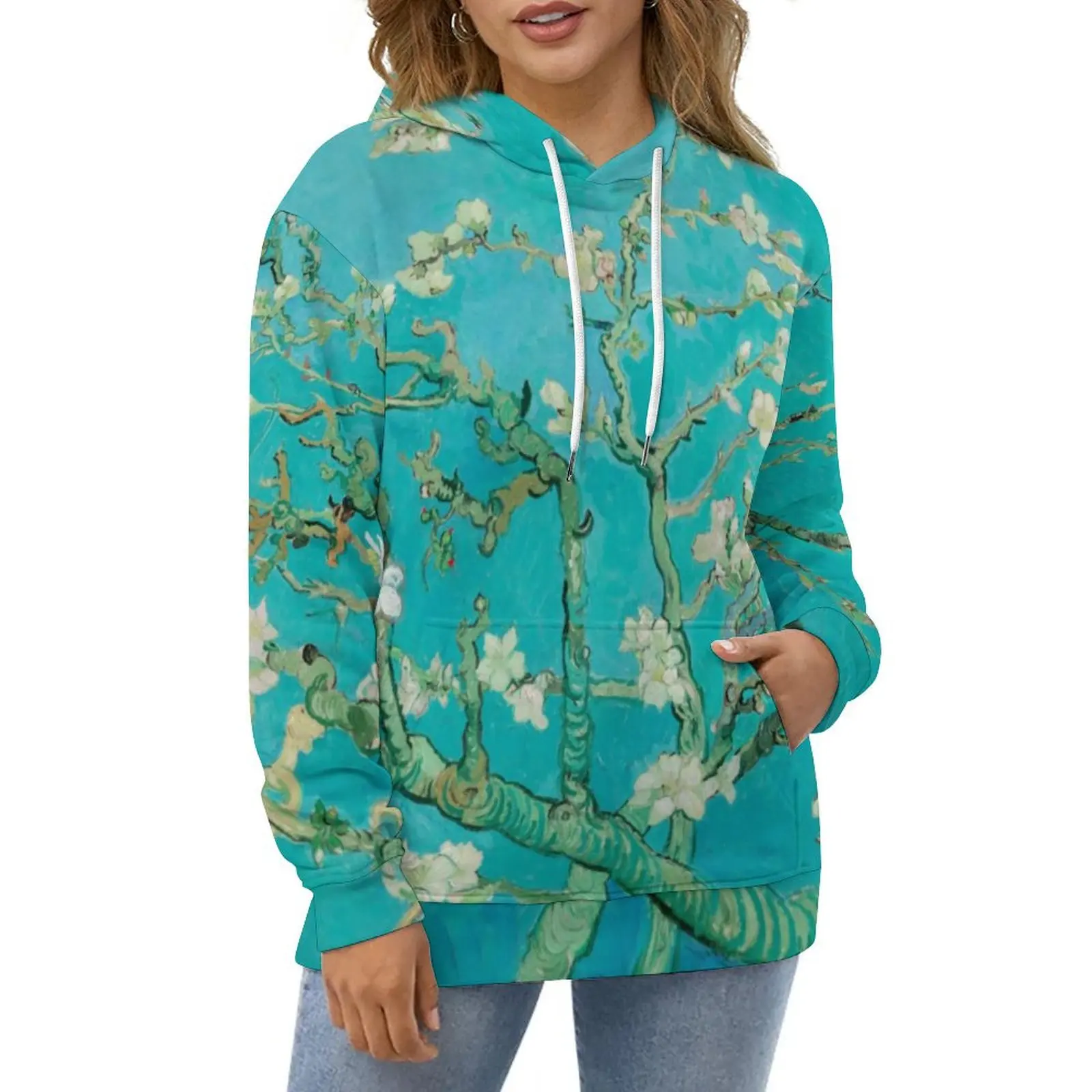 Van Gogh Print Hoodies Almond Blossom Harajuku Casual Hoodie Long-Sleeve Y2k Graphic Sweatshirts 4XL 5XL 6XL