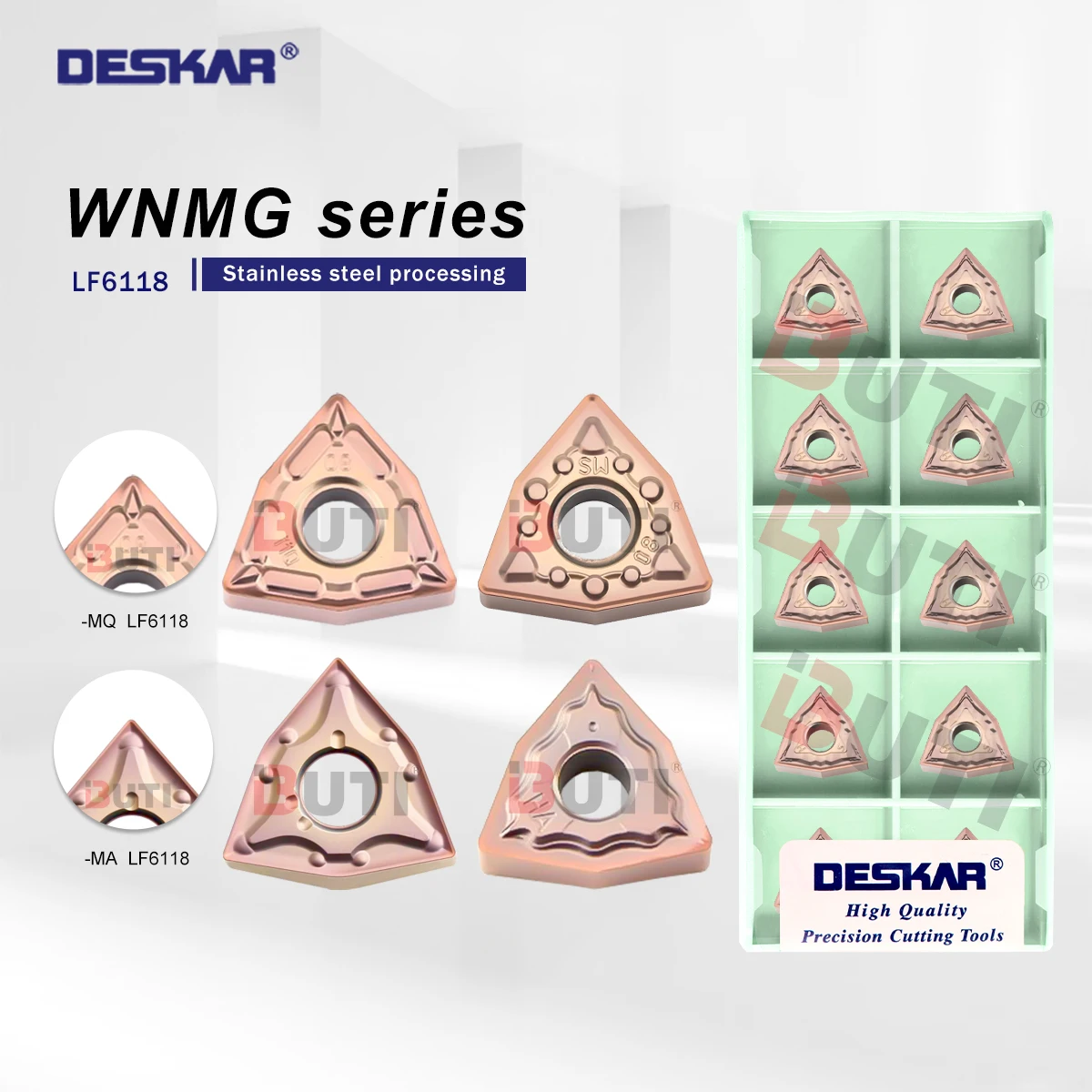 

DESCAR 100% original WNMG080404/080408 MQ MS MA HA JMS LF6118S CNC Lathe Blade Wear-resistant Alloy Material For Stainless Steel