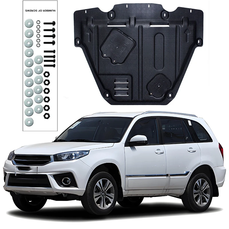 Guardabarros de guardabarros para CHERY TIGGO 3, Panel de placa, protector contra salpicaduras, negro, debajo del motor, 2014-2019, 1.6L