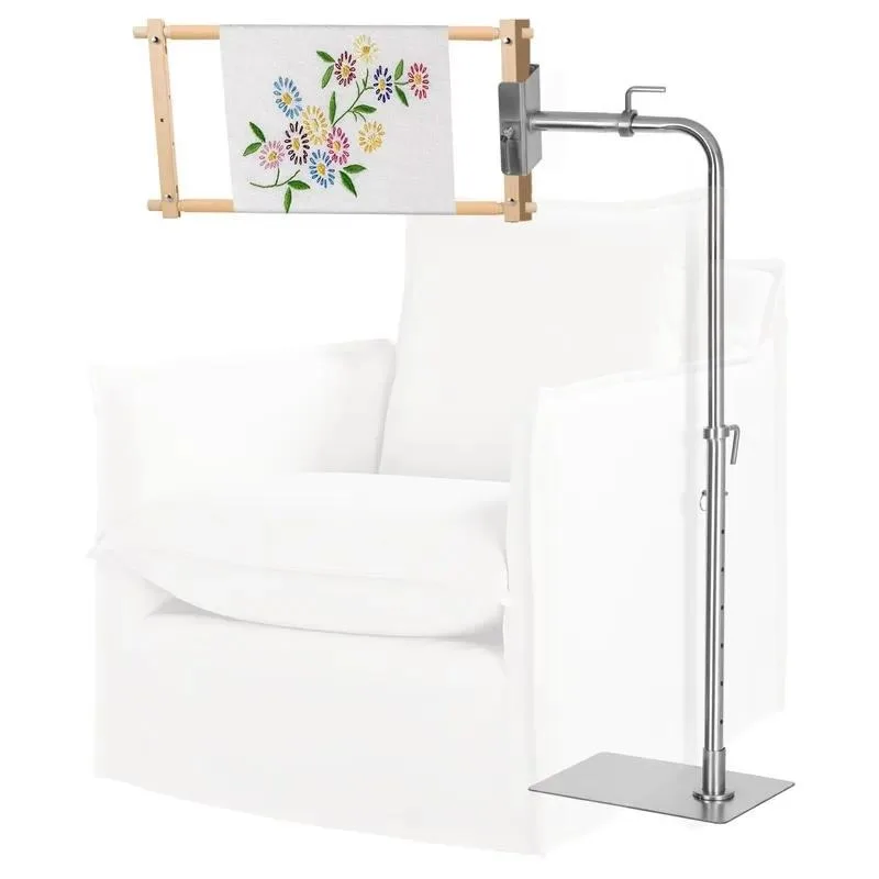Adjustable Cross Stitch Floor Bracket Workbench with Side Clips for Beginners Enthusiasts Elderly Users with Limited Mobility