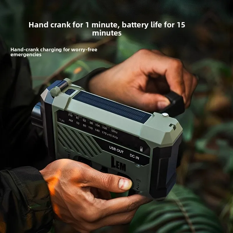 Survival Radio-Emergency Hand Crank & Solar Powered Weather Alert with Flashlight, Cell Phone Charger, Siren - Be Prepared view 2