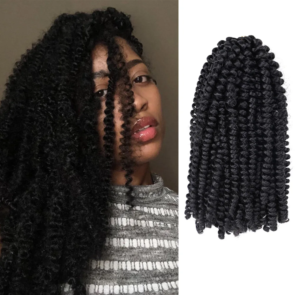 Sintético Ombre Extensão Do Cabelo, Primavera Twist, Crochet Tranças, Trança Bomba Twist, Nubian, 8"