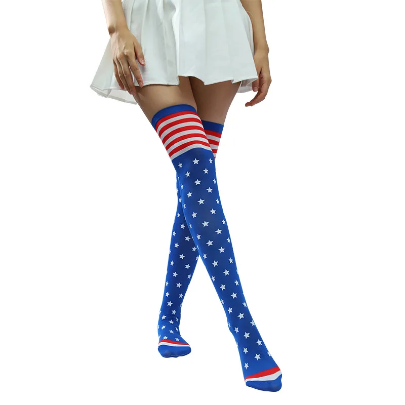 New Independence Day Flag Thigh High Socks Creative American Star Striped Stocking Over Knee Long Sock Anime Cosplay Costume