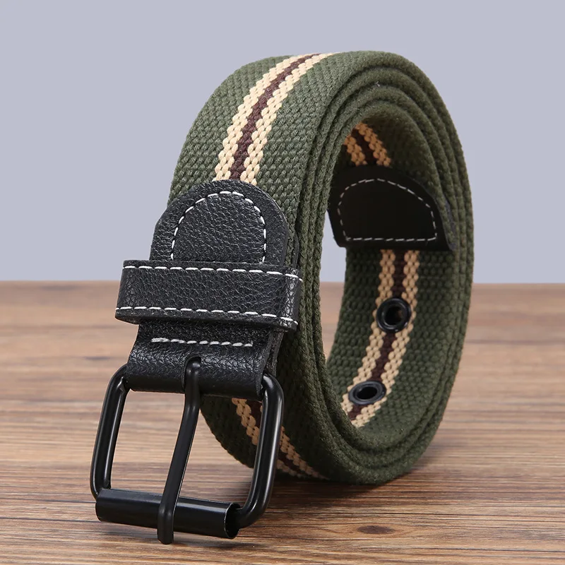 Fashion Perforated Knitted Canvas Belt for Men Jeans Clothing Accessories Sports Military Tactical Mens Belts for Student 2024